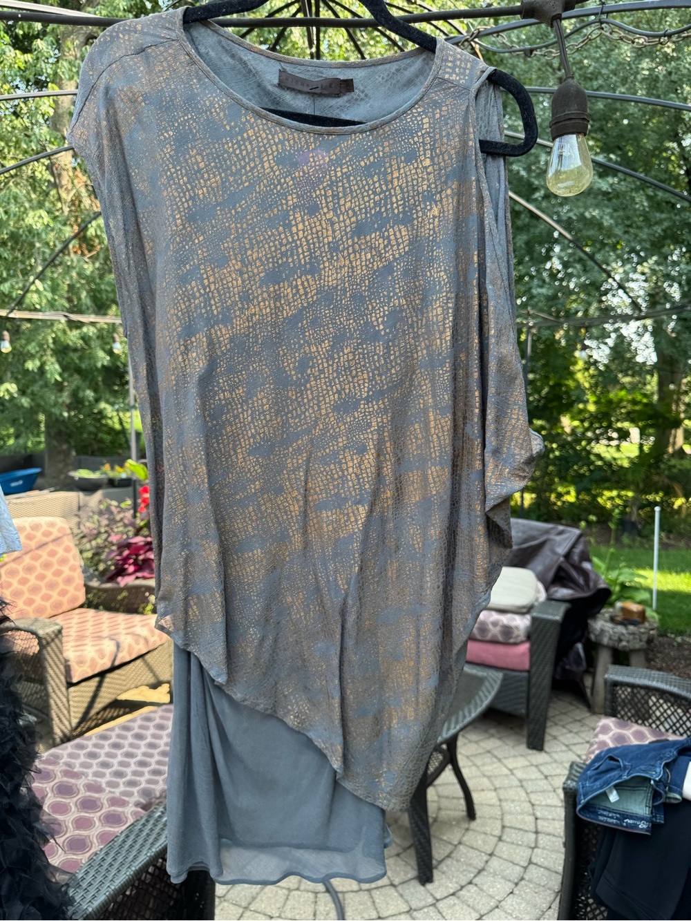Metallic Gray Layered Women's mini dress or top